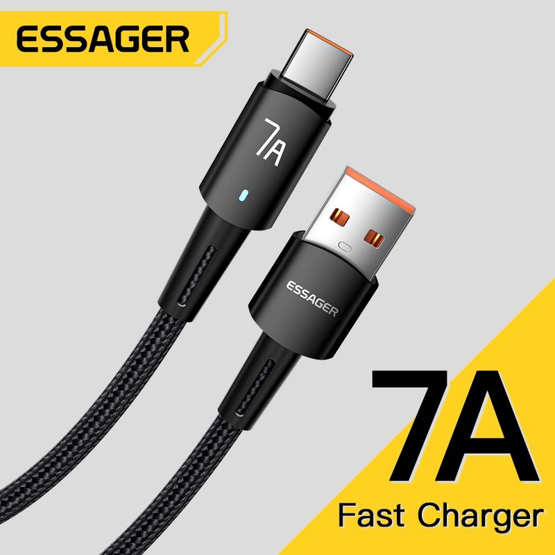 Essager 7A 100W Type C สายเคเบิลการชาร์จสายไฟเร็ว USB พิมพ์สาย C สายไฟการชาร์จอย่างรวดเร็ว