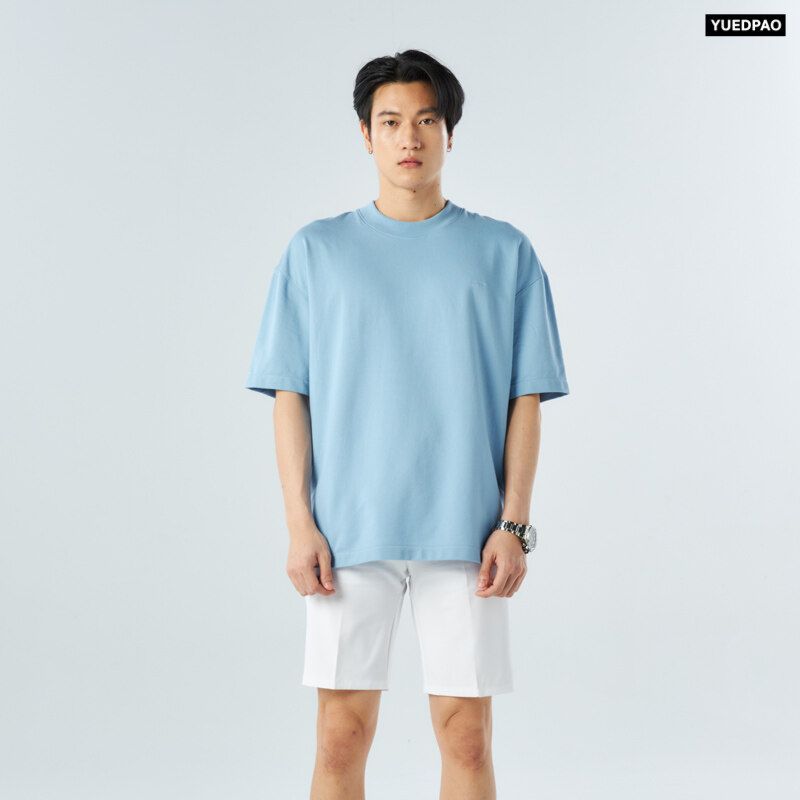 Yuedpao เสื้อยืด Feather Comfort Oversized ผ้าหนาทรงสวย ยับยากรีดง่าย  เสื้อยืดสีพื้น สี Arctic Blue