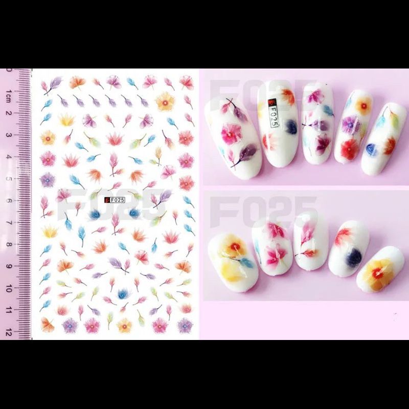 สติ๊กเกอร์ติดเล็บ 3D ลายดอกไม้ ใบไม้ สวยๆ Nail Sticker 3D F ชุดที่ 2