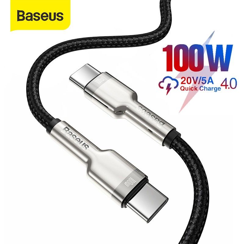 Baseus สายเคเบิลชาร์จเร็ว 100W USB C เป็น Type C สําหรับ MacBook Pro QC 4.0 PD USB C Xiaomi Redmi Note Samsung S20