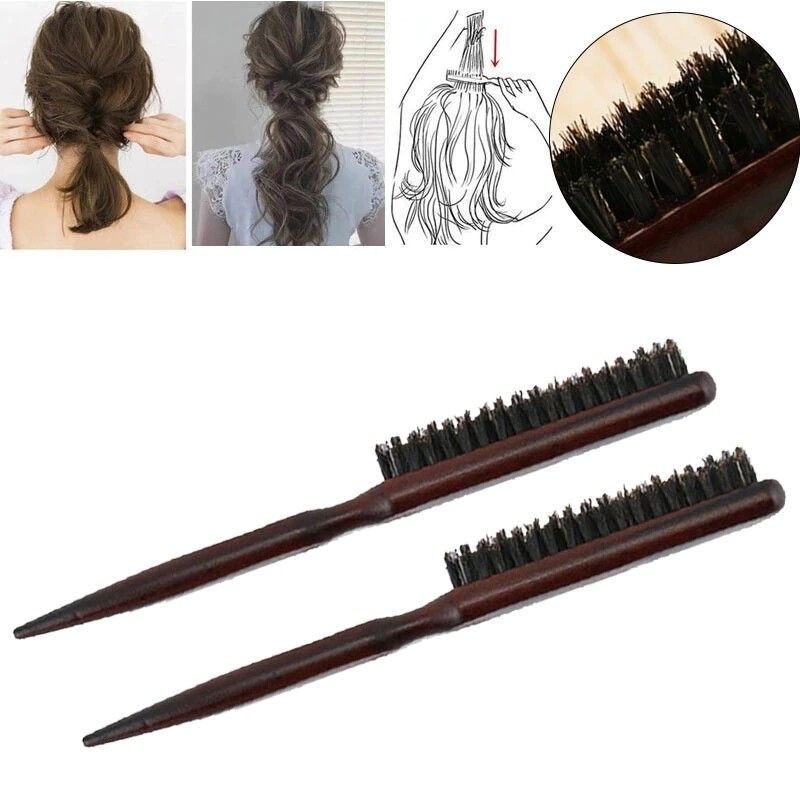 พร้อมส่งHairdresser Styling Tool Wooden Combหวีไม้ขนหมูป่าธรรมชาติเพื่อสุขภาพผมที่ดี ผมไม่พันกัน มีน้ำหนัก ลดการขาดของเส้นผม