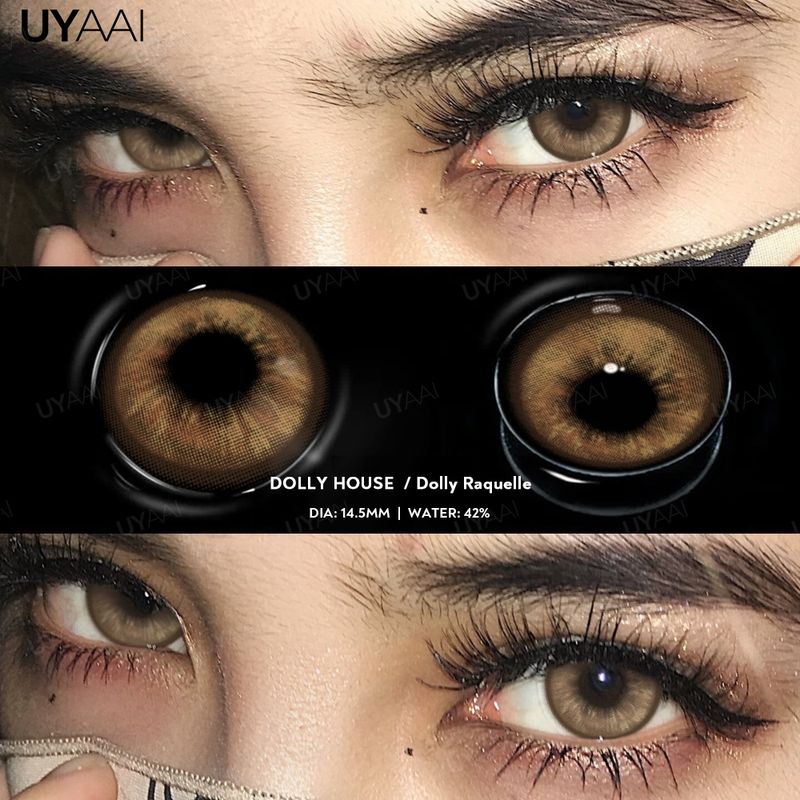 Uyaai คอนแทคเลนส์ สีน้ําตาล 14.5 มม. สําหรับบ้านตุ๊กตา 2 ชิ้น ต่อคู่