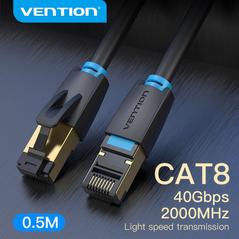 Vention สายแลน Cat8 Ethernet Cable RJ45 40Gbps 2000Mhz External Cat 8 สายแลนเน็ต Super Speed สายแลน สําหรับแล็ปท็อป PS4 Laptop PC Network Lan Cable