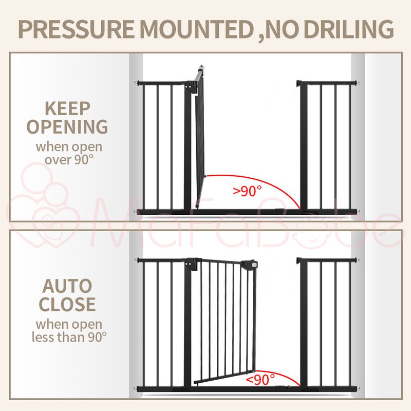 MafaBabe ที่กั้นประตู 75-229ซม. ที่กั้นบันได รั้วแบบไม่เจาะผนัง ใช้สำหรับเด็กๆและสัตว์เลี้ยง กั้นประตูและบันไดเปิด-ปิดได้ทั้ง 2 ด้าน180 องศาgate