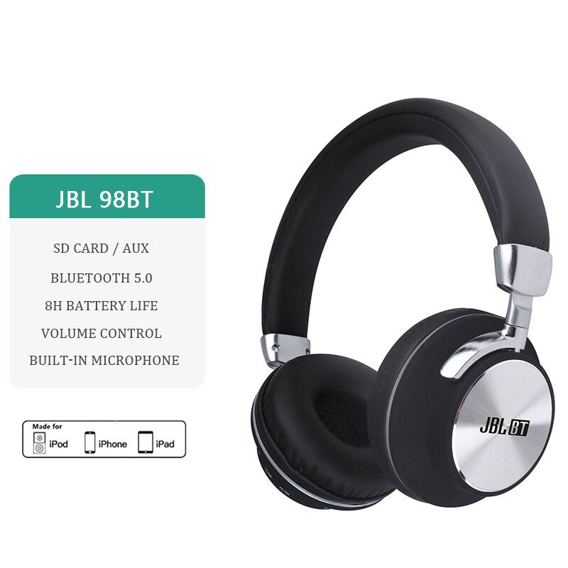 [การจัดส่งที่รวดเร็ว] หูฟังบลูทูธแท้JBL 98BT หูฟังเบสหนักๆ Bluetooth headphone With Mic wireless headphone For IOS/Android/PC Gaming Headphone หูฟังบลูทูธ 5.3 Noise cancelling headphones ของแท้JBL headphone 8 hour battery life