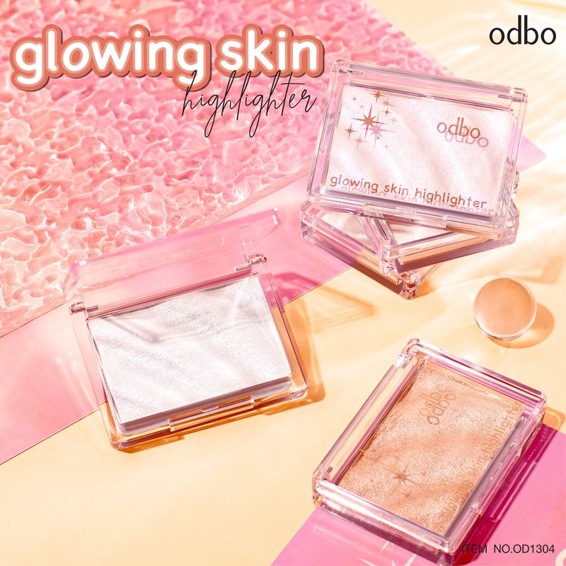 โอดีบีโอ โกลววิ่ง ไฮไลท์หน้า OD1304 เนื้อนุ่มลื่น ผสมชิมเมอร์ 4.5g odbo Glowing Skin Highlighter