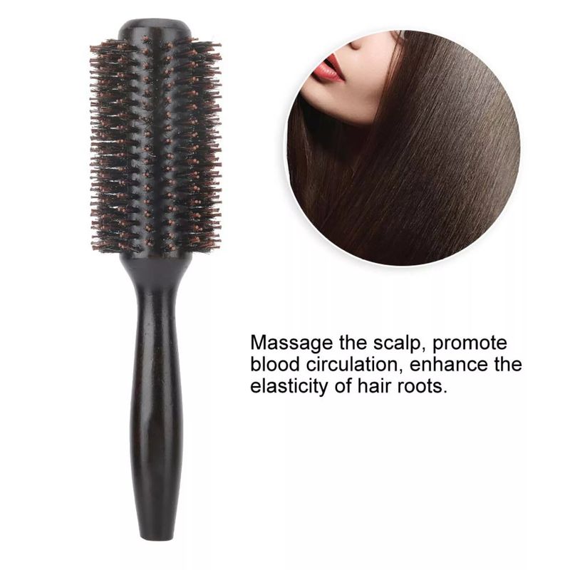 พร้อมส่งBoar Bristle Round Hair Brush with Nylon Pinขนาดใหญ่ sixe Lขนหมูป่าและด้ามไม้แท้เพื่อสุขภาพผมที่ดี