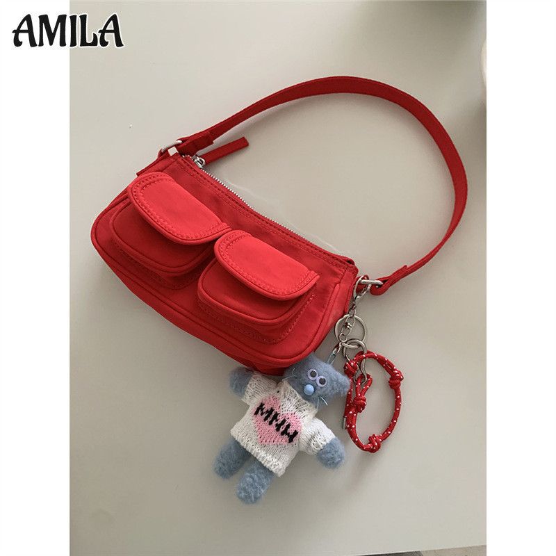 Amila New Design Sense Multi-Pocket Nylon Shoulder Underarm กระเป ๋ าถืออเนกประสงค ์