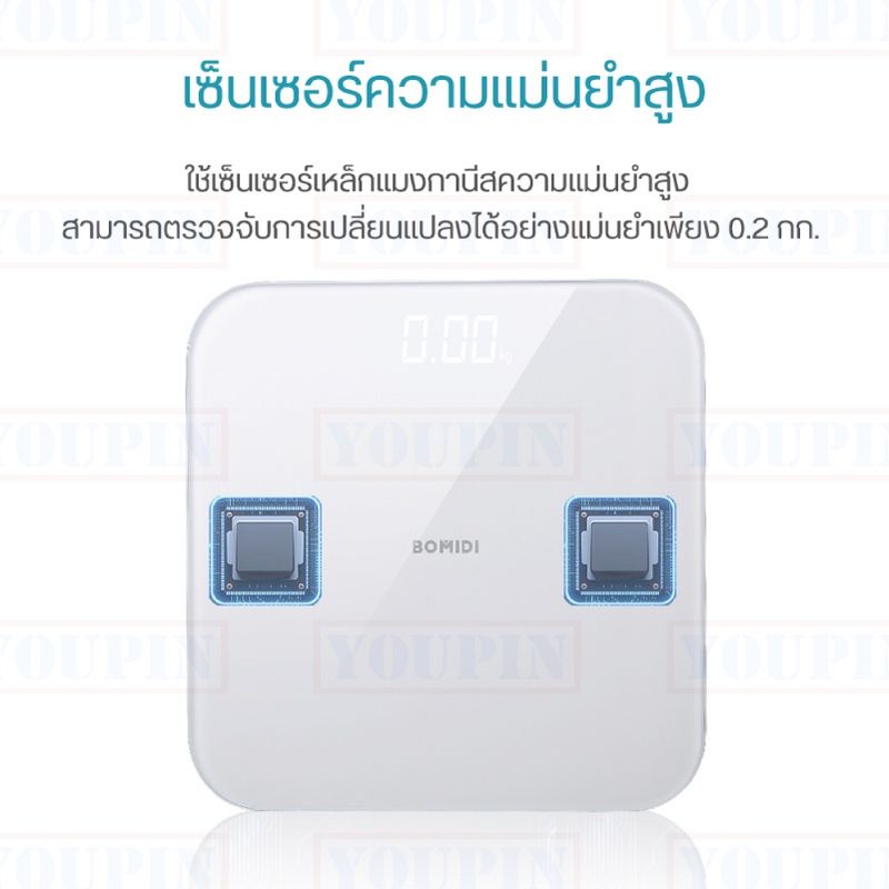 BOMIDI W1 Smart Weight Scale LED Display เครื่องชั่งน้ำหนัก จอแสดงผลแบบ Hidden LED display