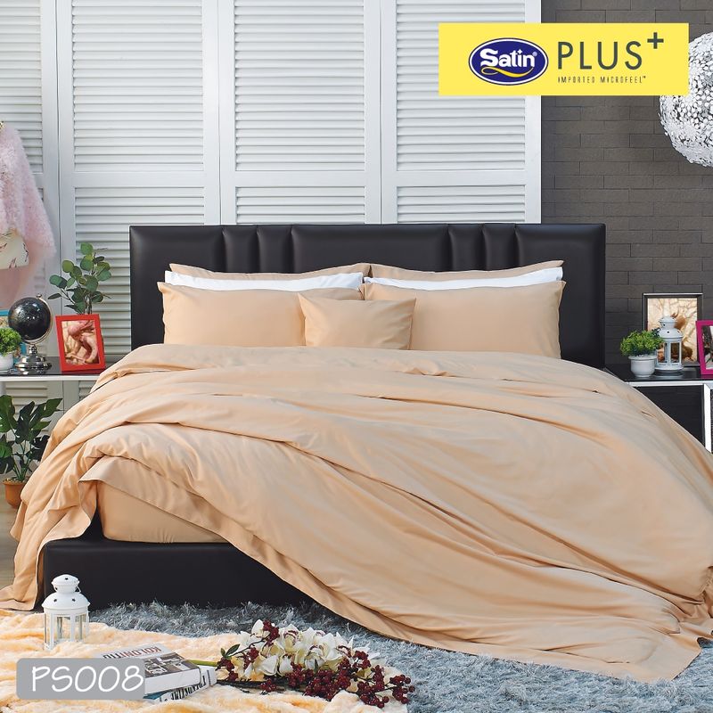 Satin Plus ใหม่นุ่มมาก ชุดผ้าปูที่นอน 6 ฟุต 5 ฟุต 5 ชิ้น + ผ้านวม 100"x90" Solid ผ้านุ่มมาก