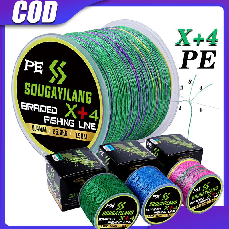 Sougayilang COD 4+X PE สายตกปลาถัก 150 เมตรลอยหล่อ 5.6kg-25.3kg เกียร์ตกปลา ตกปลาสำหรับน้ำจืด/น้ำเค็ม