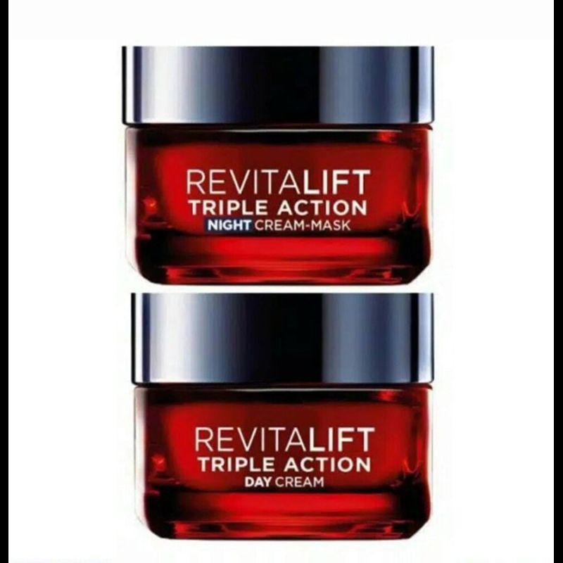 LOreal Revitalift Laser Triple ANTI-AGING SET (Day Cream 50ml + Night Cream 50ml) ลอรีอัล รีไวทัลลิฟท์ ทริปเปิล เลเซอร์ แอนตี้-เอจจิ้ง เซ็ท (เดย์ + ไนท์ครีม)