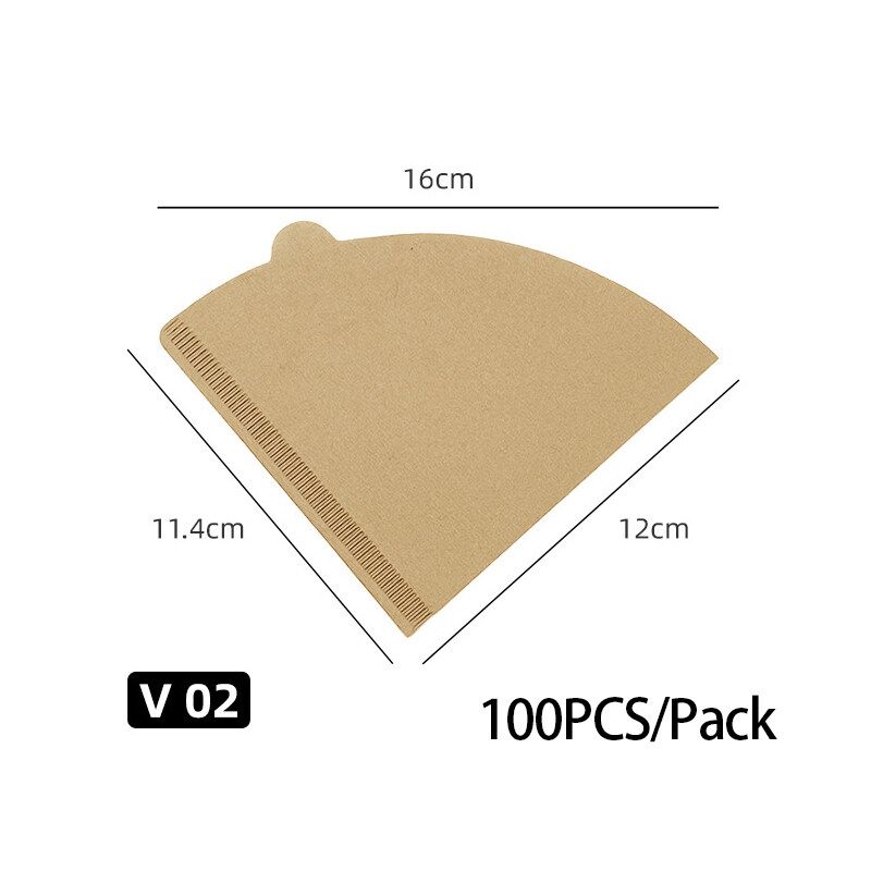 กระดาษดริป กระดาษกรองกาแฟ (100 แผ่น) ทรง V แผ่นฟิลเตอร์กรองกาแฟ แบบหนา Drip Coffee Paper Filter V Shape XPH566