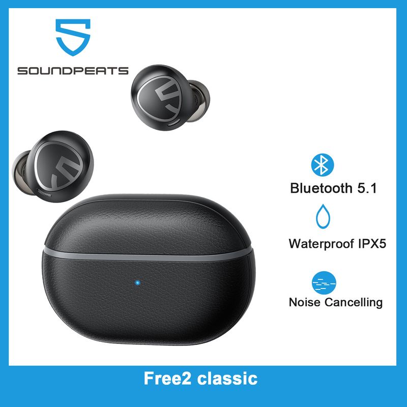 SOUNDPEATS Free2หูฟังเอียบัดไร้สาย,ไมค์เดี่ยว V5.1บลูทูธ IPX5 Type-C Touch Playtime 40H