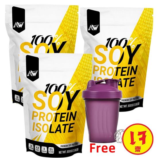 SET 3 ถุงพร้อมแก้ว AW-Soy Protein Isolate 800 g. X 3 สูตรเจ ซอยโปรตีนไอโซเลท 800 กรัม X3