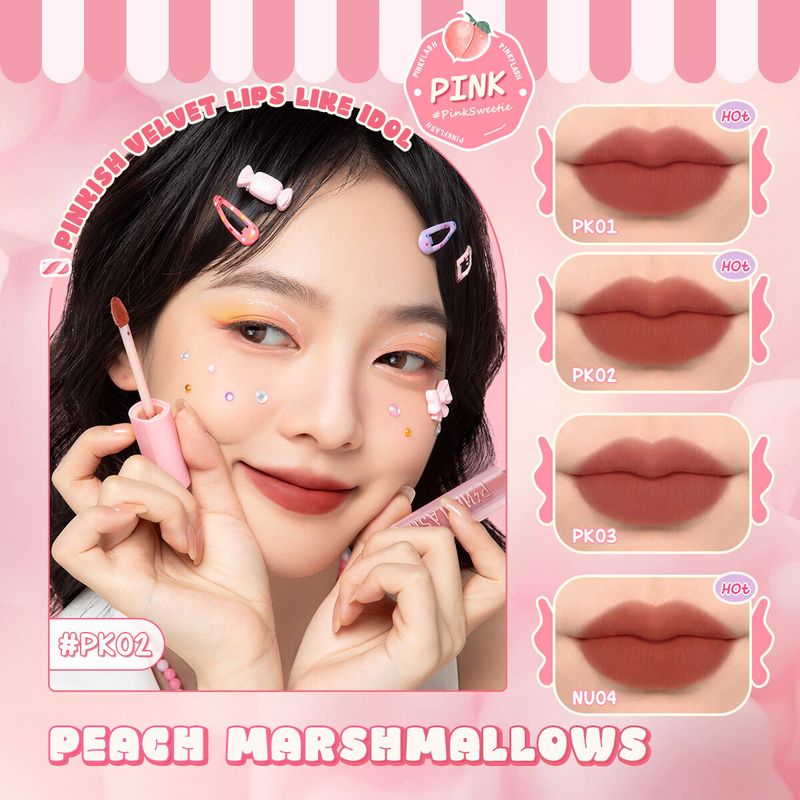 Pinkflash PinkSweetie Fuzzy-Soft Velvet Matte ลิปโคลน เนื้อแมตต์ น้ําหนักเบา เม็ดสีสูง สําหรับริมฝีปากและแก้ม