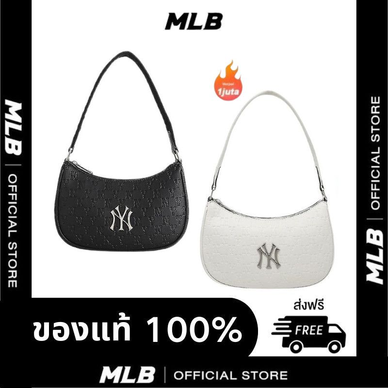 🎉จัดส่งที่รวดเร็ว 🎉MLB เกี๊ยวของแท้ในสต็อกรักแร้  ny กระเป๋าถือ MONOGRAM EMBOSSED HOBO BAG(มอบของขวัญเล็กๆ น้อยๆ ฟรี）