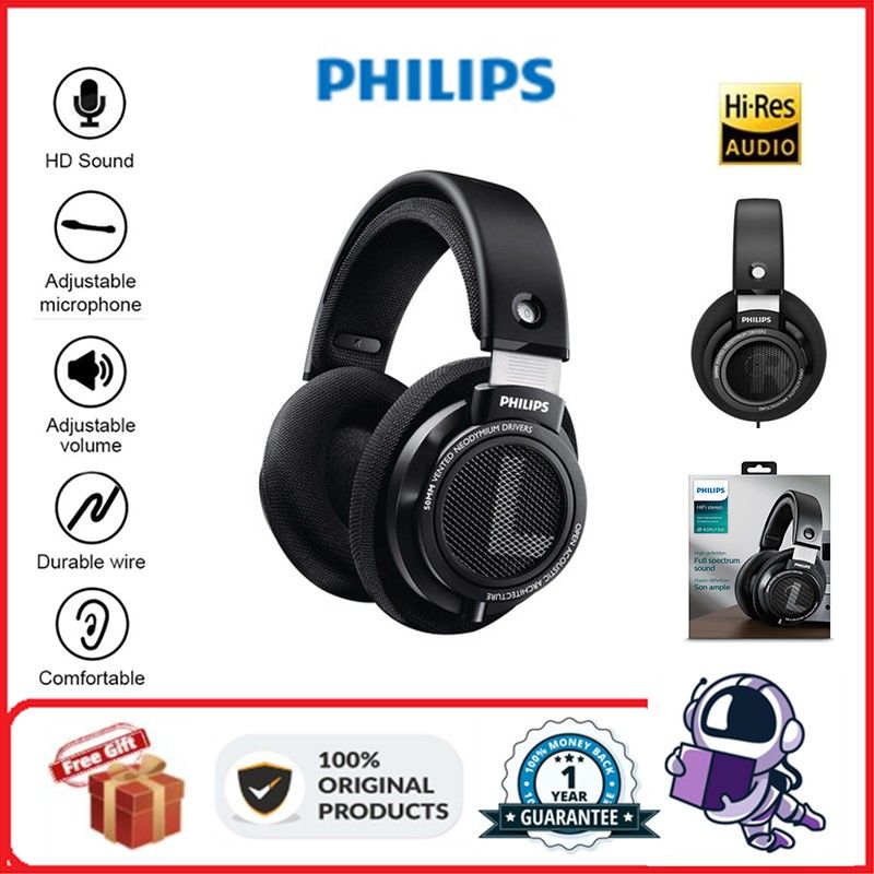 Philips（หูฟัง） SHP9500 Wired Headset Tri-Band Balanced HIFI Sound Quality Open Gaming Headset（หูฟังเกม） Online Class Headphone