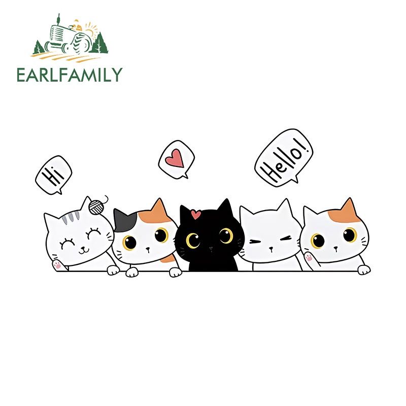 Earlfamily สติกเกอร์ ลายแมวน่ารัก กันน้ํา กันรอยขีดข่วน 13 ซม. สําหรับติดตกแต่งรถยนต์ รถจักรยานยนต์ โน๊ตบุ๊ค Windows