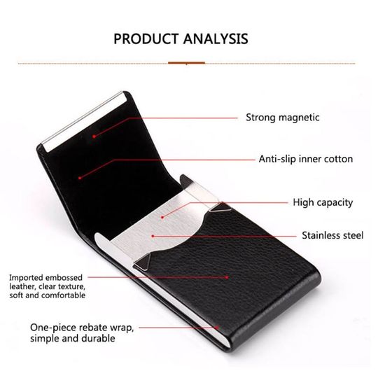 มีสินค้า ที่ใส่นามบัตรหนัง PU ผู้ชายมัลติฟังก์ชั่ กล่องเก็บนามบัตรแบบพกพา กล่องใส่นามบัตร อลูมิเนียม กล่องนามบัตร