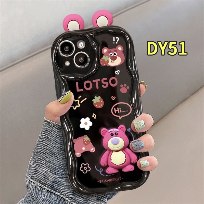 เคสสำหรับ Redmi 12C 10C 12 10 9 10X 11A A1 A2 A1 + A2 + 9A 9AT 9i 9C NFC 9T 9 Power Note 8 10S 9S 11S 12S 9 10 PRO เคส M3 M2 C55 C50สูงสุด POCO 2 PRO NFC Strawberry Bear 3D