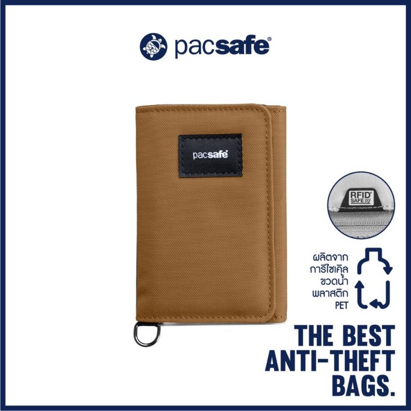 Pacsafe RFIDSAFE RFID BLOCKING TRIFOLD WALLET ANTI-THEFT กระเป๋าสตางค์ กระเป๋ากันขโมย