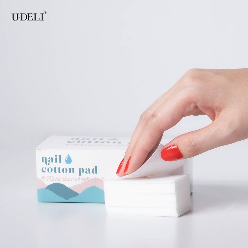 สำลีคุณภาพไร้ขน U-DELI สำหรับล้างเล็บ 200แผ่น แผ่นบางแข็ง ไม่มีขุย ไร้ขน Lint Free Nail Wipes Cotton Pads Remover