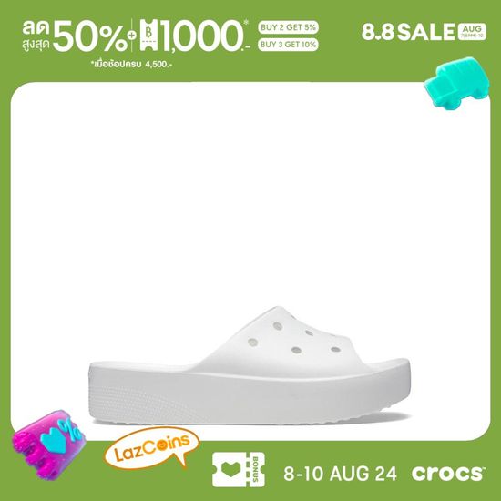 CROCS รองเท้าแตะผู้หญิง CLASSIC PLATFORM SLIDE รุ่น 208180100 - WHITE