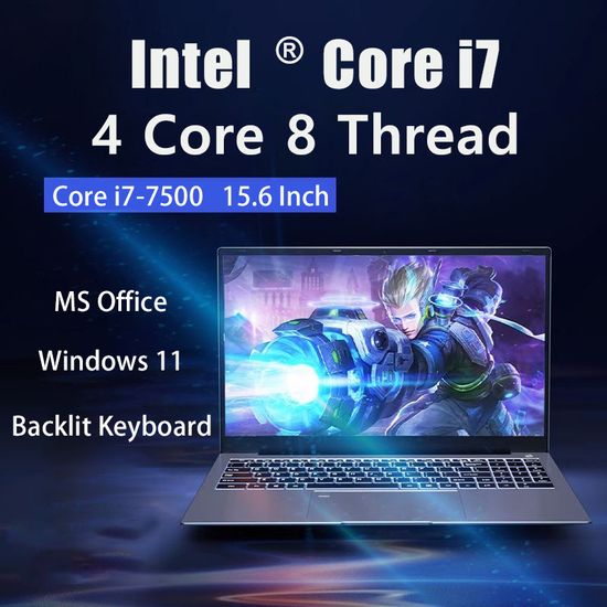 2024 แล็ปท็อปใหม่ 15.6 นิ้วIPS Full HD Laptop Intel Core i7 7500 16GB DDR4 RAM 1TB SSD WiFiบลูทูธแบบพกพาธุรกิจแล็ปท็อปWindows 11