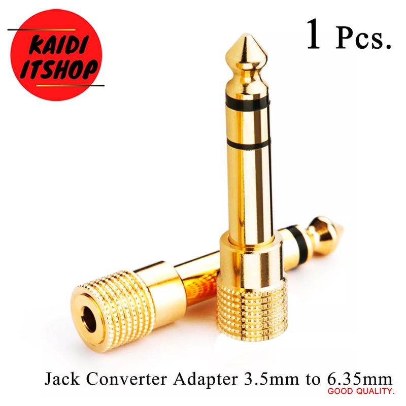 (1 ชิ้น) หัวแปลงแจ็คหูฟัง เป็นไมค์โครโฟนใหญ่ Jack Converter Adapter 3.5mm to 6.35mm Stereo