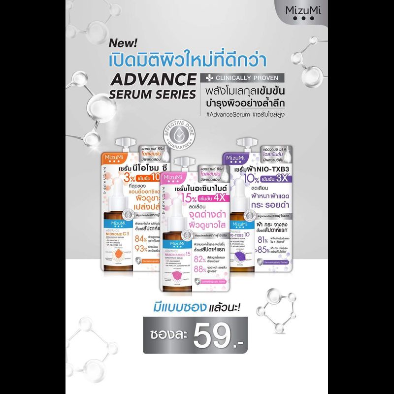 MizuMi Advance Niosome C มิซึมิ แอดวานซ์ นีโอโซม ซี คอนเซนเทรท เซรั่ม - สูตรสีส้ม ผิวโกลว์ แข็งแรง