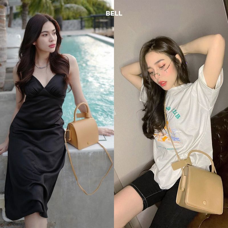 AMBASSADOR  รุ่น Bell bag กระเป๋าสะพายข้างและถือ   ใส่ของได้เยอะ ขนาดกระทัดรัด หนัง PU นุ่มมาก 8939