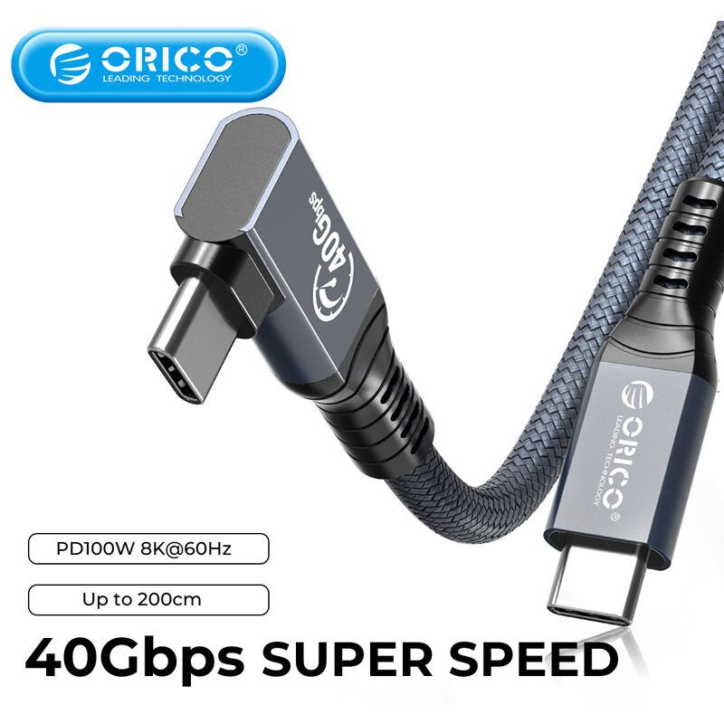 ORICO สาย PD สำหรับ Thunderbolt 4วิดีโอ8K 60Hz 40Gbps ส่งข้อมูล100W สายไนล่อนชาร์จเร็ว2M สำหรับ Samsung Macbook