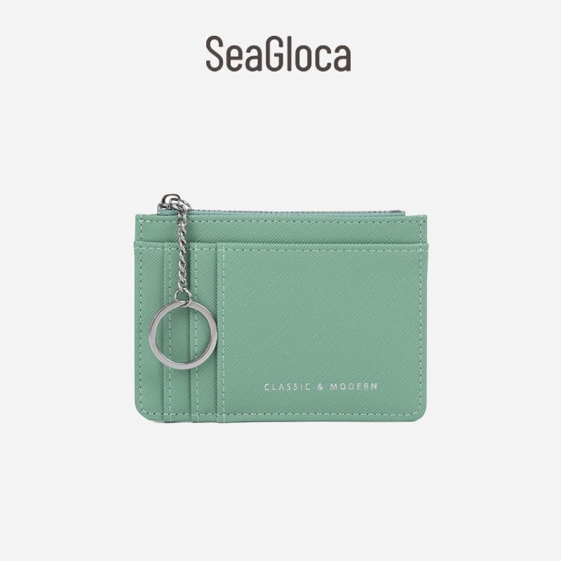 Seagloca ใหม่ กระเป๋าสตางค์ กระเป๋าใส่บัตร มีซิป บางเฉียบ สร้างสรรค์ มินิมอล สําหรับผู้หญิง No 1723