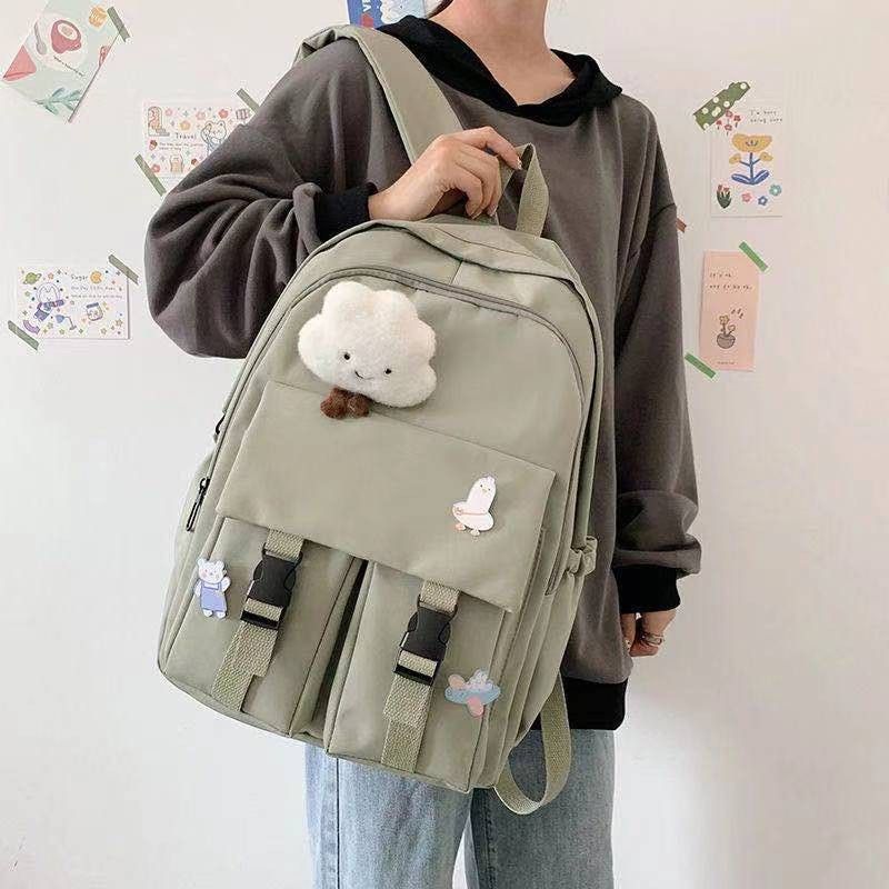 พร้อมส่งจากไทย🇹🇭 กระเป๋าเป้ผู้หญิง กระเป๋านักเรียน  College Fengsen College Student Female Simple Backpack สไตล์เกาหลี