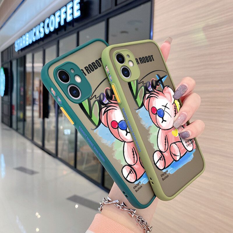 Yiเวปไซต์เคสสำหรับ Realme 7 5G V5 5G 7 Pro 7i C17เคสแฟชั่นหมีหุ่นยนต์ขอบด้านข้างดีไซน์ใหม่เคสแข็งใสแบบสี่เหลี่ยมเคสซิลิโคนนิ่มฝาครอบด้านหลังเต็มกล้องเคสโทรศัพท์ป้องกันการกระแทก