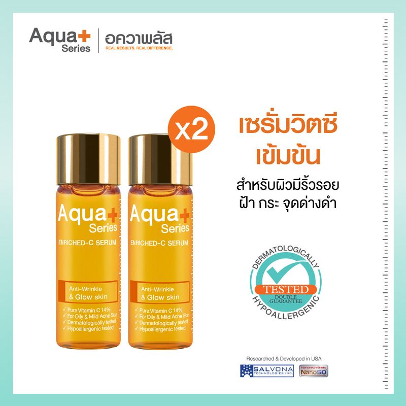 (ส่งฟรี) AquaPlus Enriched-C Serum 15 ml. เซรั่มวิตามินซี เข้มข้น 14% ผสานสาร Anti-Oxidant กว่า 12 ชนิด