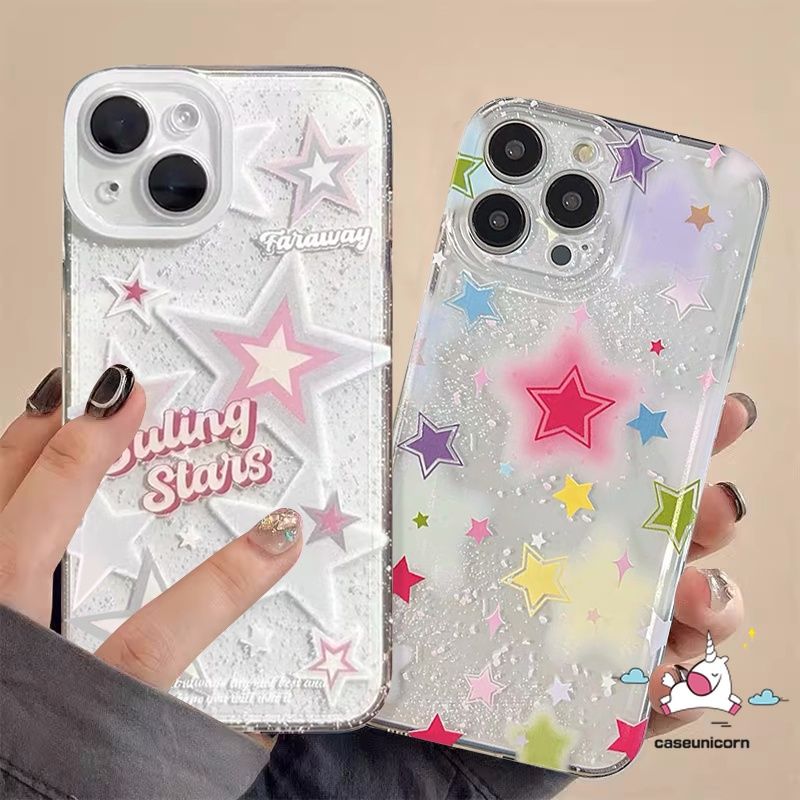 เคสโทรศัพท์มือถือ ลายกลิตเตอร์ดาว วิบวับ หลากสี สําหรับ OPPO A17 A15 A12 A16 A7 A57 A5s A78 A5 A96 A95 A9 A31 A52 A92 A3s A17K A12E A54 A53 Reno 8T 8 6 7 4 5F 5 A76 A55 A16E A74 A96 A1K เคส Tpu นิ่ม