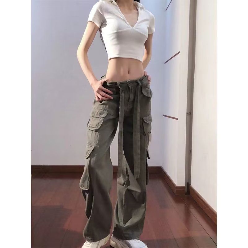 DaDulove💕 New American Tide Brand Ins Overalls Loose Niche Wide-leg Pants Multi-pocket Women's Casual Pants