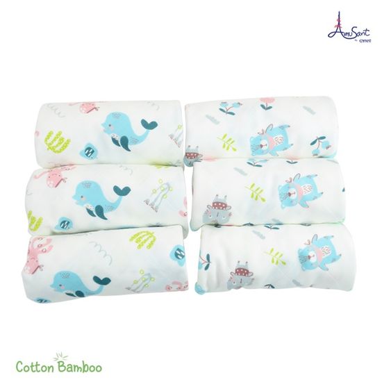 Amusantผ้าอ้อมสาลูCotton bamboo 1 กล่องได้ 2 ลาย