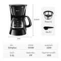 +Simplus:Simplus เครื่องชงกาแฟ 300ml Drip Coffee Maker,Black-250ml