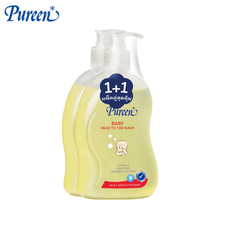 Pureen Head to toe wash 500 ml. 1+1 แพ็คคู่สุดคุ้ม