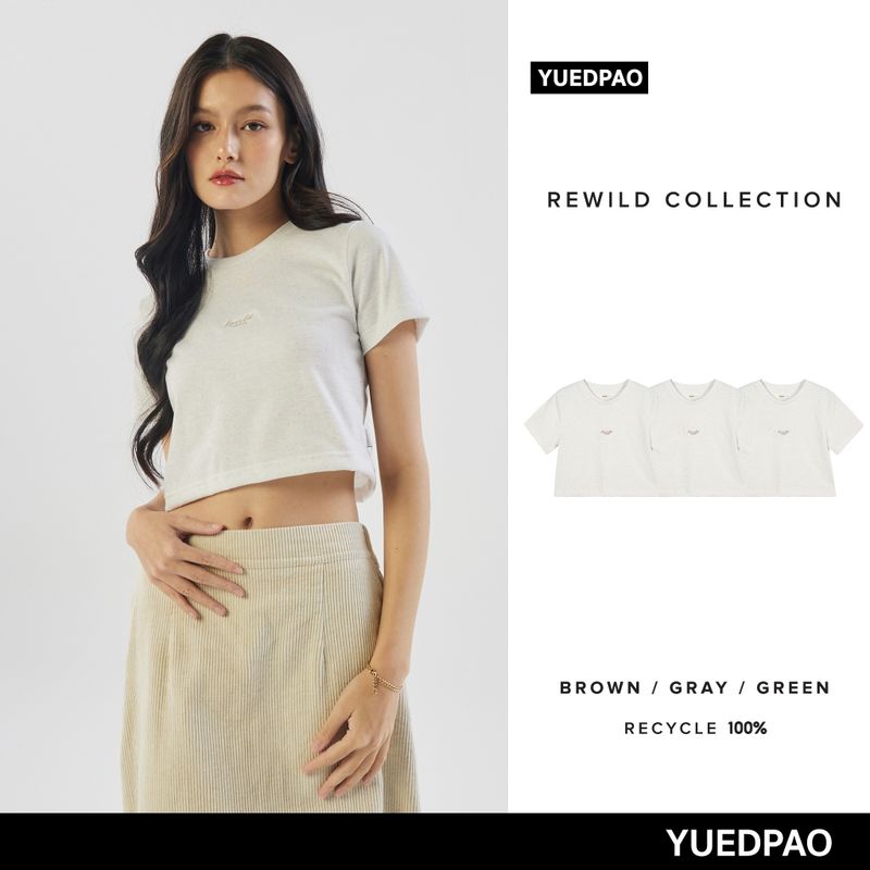 Yuedpao ยอดขาย No.1 รับประกันไม่ย้วย 2 ปี ผ้านุ่ม ยับยาก ไม่ต้องรีด เสื้อยืดครอป Crop Rewild Collection