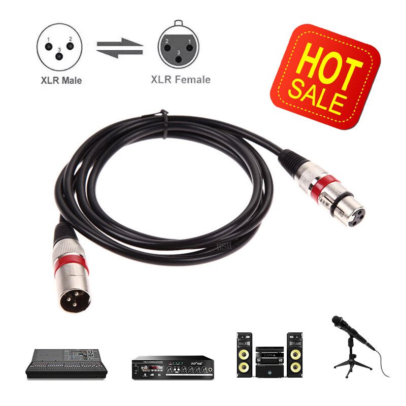 3Pin สายไมโครโฟน สายสัญญาณ XLR ยาว 1m. สำหรับต่อมิกเซอร์เครื่องขยายเสียงสเตอริโอ คุณภาพดี