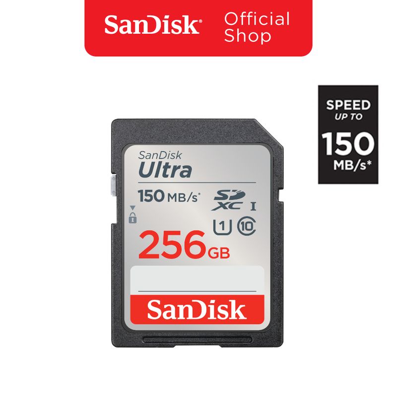 SanDisk Ultra SD Card 256GB Class 10 Speed 150MB/s (SDSDUNC-256G-GN6IN, SD Card)