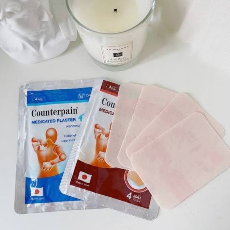 [exp.2026] เคาน์เตอร์เพน พลาสเตอร์บรรเทาปวด Counterpain Medicated Plaster Warm 2สูตร (ร้อน / เย็น) บรรจุซองละ 4 แผ่น