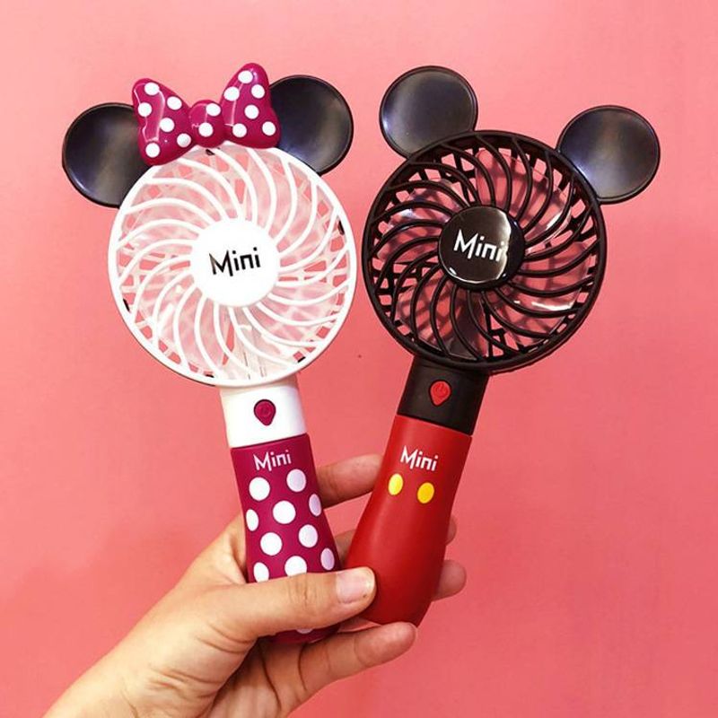 ใหม่✅พัดลมพกพาลายมิกกี้เมาส์/มินนี่ รุ่นFan mini  มีด้ามพับตั้งได้/มีไฟเปิด-ปิดได้ พัดลมพกพามือจับมีไฟ/พัดลมUSBพัดลมตัั้