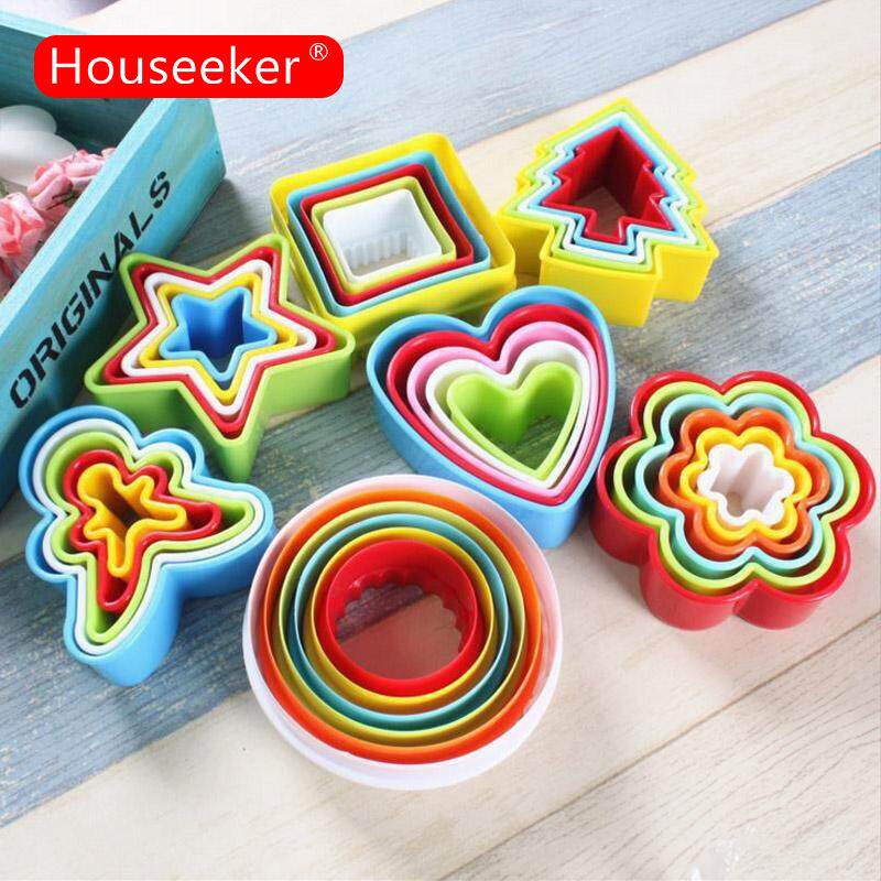 Houseeker 1ชุดพิมพ์ตัดคุกกี้เครื่องตัดกรอบเค้กแม่พิมพ์ Diy รูปหัวใจตกแต่งขอบตัดพรรคพลาสติกที่กดคุกกี้