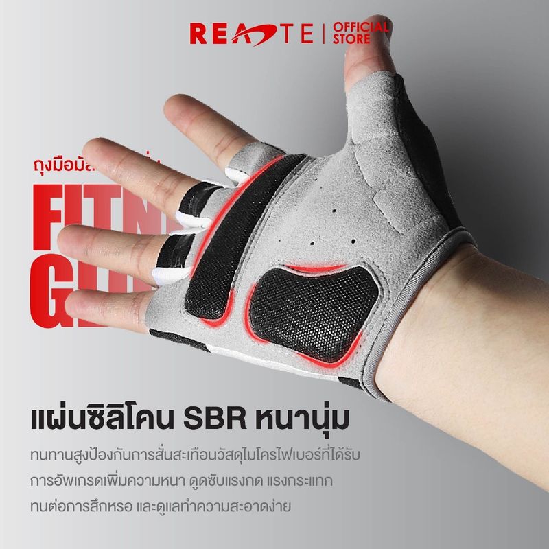 READTE ถุงมือฟิตเนส ออกกําลังกาย ยกน้ําหนัก ระบายอากาศดี กันลื่น FITNESS GLOVES