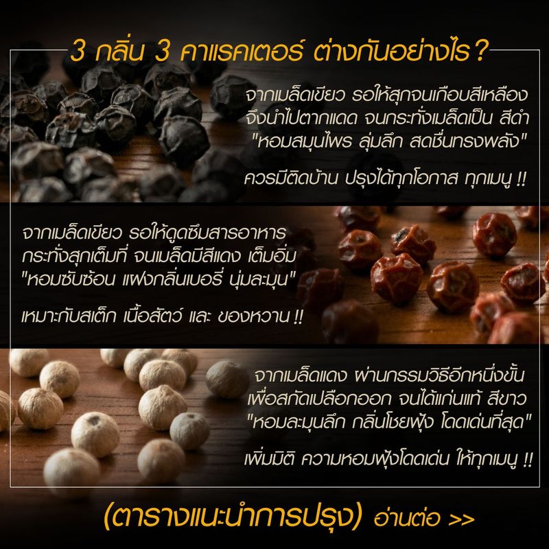 พริกไทยกัมปอตขาว พรีเมี่ยมแท้ รมย์โชย 100g. (ฟรี !! สูตรการใช้) พริกไทยกำปอตขาว ออแกนิค พริกไทยเม็ด (Kampot Pepper)